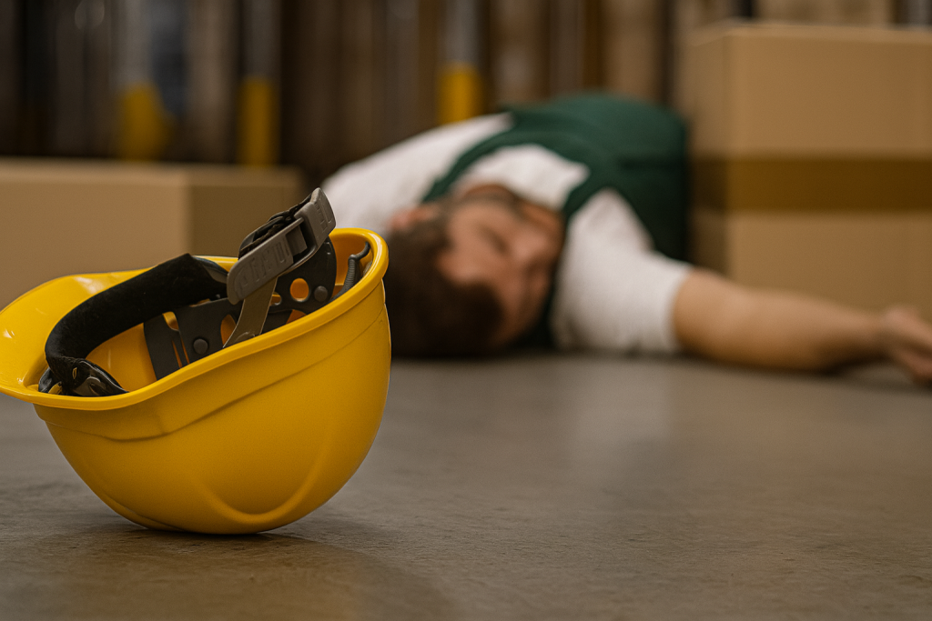 Un operaio infortunato. Una vittima di Lesioni Colpose sul Luogo di Lavoro