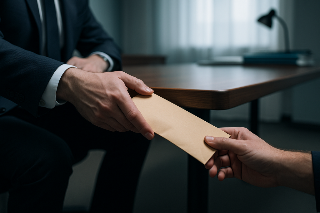 Una busta consegnata a un Pubblico Ufficiale per corromperlo